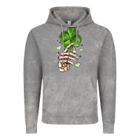 Cloud Rock skeleton hand with shamrock st patrick s day Vintage Hoodie - MaliasSmallBusiness