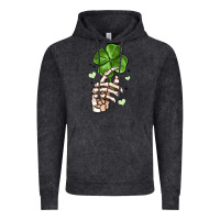 Vintage Black skeleton hand with shamrock st patrick s day Vintage Hoodie - MaliasSmallBusiness
