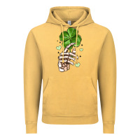 Vintage Mustard skeleton hand with shamrock st patrick s day Vintage Hoodie - MaliasSmallBusiness