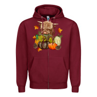 Burgundy Heifer with Pumpkins Zipper Hoodie - texasbilliewilder