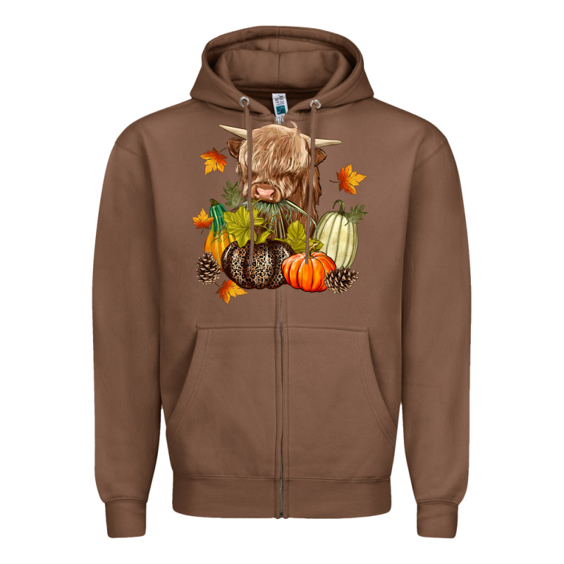 Heifer With Pumpkins Zipper Hoodie by texasbilliewilder | Teevron