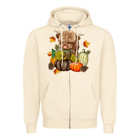 Sandshell Heifer with Pumpkins Zipper Hoodie - texasbilliewilder