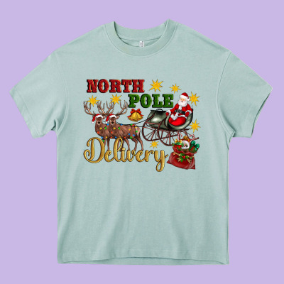 North Pole Delivery Santa Sleigh Heavy Core Tee Designed By Artiststas