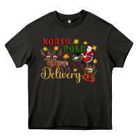 Asphalt North Pole Delivery Santa Sleigh Heavy Core Tee - Artiststas
