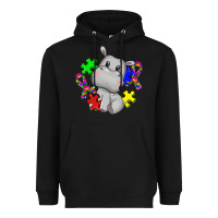 Black autism hippopotamus Heavyweight Hoodie - CowGirlArtShop