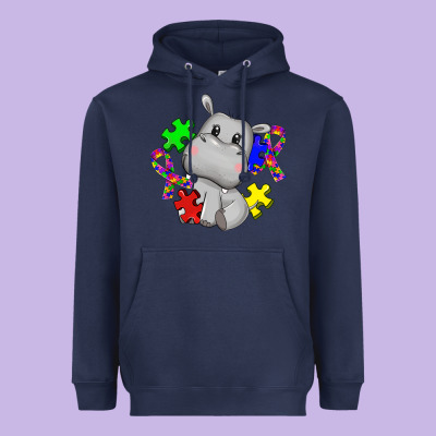 Autism Hippopotamus Heavyweight Hoodie Designed By Cowgirlartshop