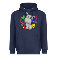 Navy autism hippopotamus Heavyweight Hoodie - CowGirlArtShop