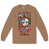 Toasted Coconut Play Ball Baseball With Pink Flowers 12 Oz Slim Can Cooler Long Sleeve Tee - BundleAndBundleShop