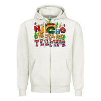 Oatmeal Heather Nacho average Teacher Zipper Hoodie - NancyCooperArtShop