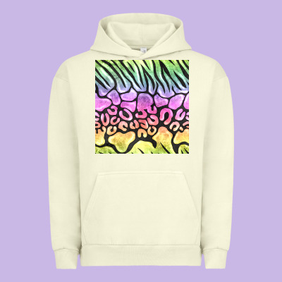 Neon Rainbow Safari Seamless Pattern Urban Hoodie Designed By Bundleandbundleshop