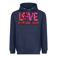 Navy Love is all you need Valentine's Day Heavyweight Hoodie - HowdyJamesFarm