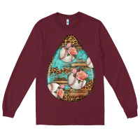 Burgundy american football and western roses teardrop Long Sleeve Tee - BundleAndBundleShop
