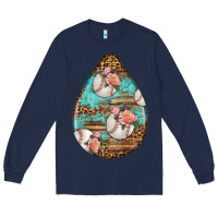 Navy american football and western roses teardrop Long Sleeve Tee - BundleAndBundleShop