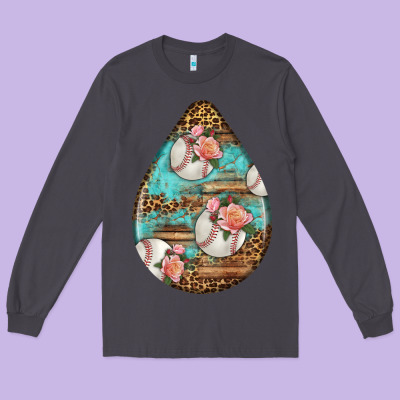 American Football And Western Roses Teardrop Long Sleeve Tee Designed By Bundleandbundleshop
