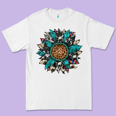 Cowhide Leopard Serape Gemstone  Sunflower Premium Tee Designed By Artiststas