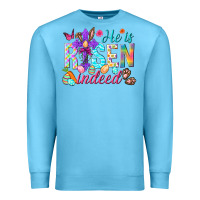 Ocean Blue He is risen indeed Happy Easter Day Premium Sweatshirt - HowdyJamesFarm