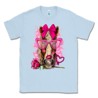 Dusty Blue valentines day horse with sunglasses Classic Tee - NancyCooperArtShop