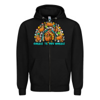 Black Gobble Til You Wobble with Rainbow Zipper Hoodie - texasbilliewilder