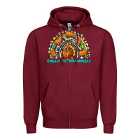 Burgundy Gobble Til You Wobble with Rainbow Zipper Hoodie - texasbilliewilder