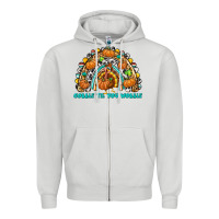 Dove Grey Gobble Til You Wobble with Rainbow Zipper Hoodie - texasbilliewilder
