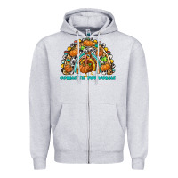 Heather Grey Gobble Til You Wobble with Rainbow Zipper Hoodie - texasbilliewilder