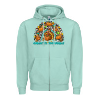 Seafoam Gobble Til You Wobble with Rainbow Zipper Hoodie - texasbilliewilder