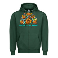 Sports Green Gobble Til You Wobble with Rainbow Zipper Hoodie - texasbilliewilder