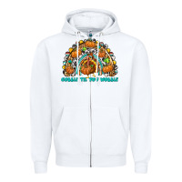 White Gobble Til You Wobble with Rainbow Zipper Hoodie - texasbilliewilder
