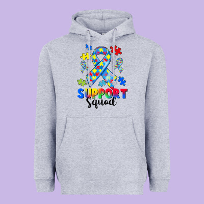 Support Squad Autism Heavyweight Hoodie Designed By Cowgirlartshop