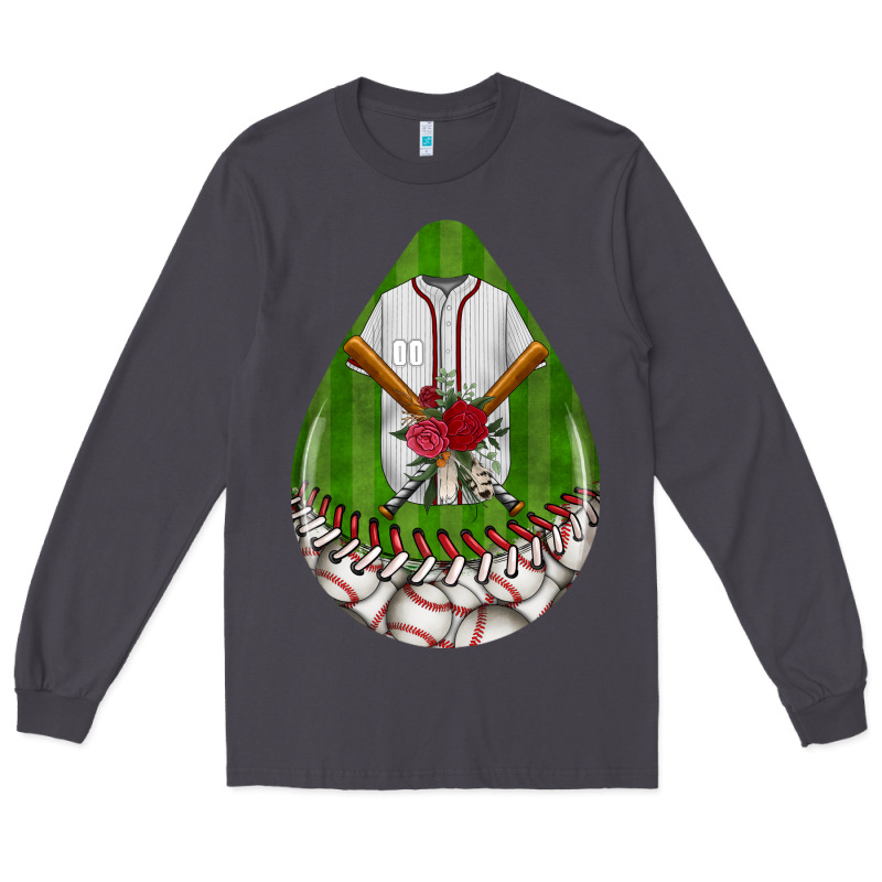 Baseball And Western Roses Teardrop  2 Long Sleeve Tee by BundleAndBundleShop | Teevron