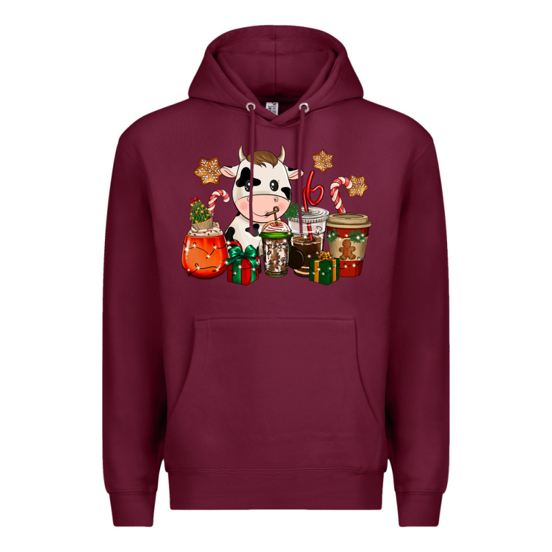 Cow Coffee Cups Christmas Premium Hoodie by CowGirlArtShop | Teevron