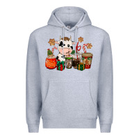 Heather Grey cow coffee cups christmas Premium Hoodie - CowGirlArtShop