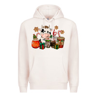 Pale Pink cow coffee cups christmas Premium Hoodie - CowGirlArtShop