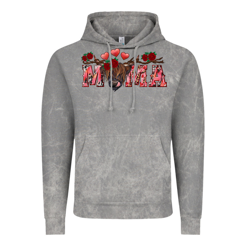 Valentine's Day Mama Black Highland Cow Vintage Hoodie by RanaPortraitStore | Teevron