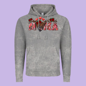 Valentine's Day Mama Black Highland Cow Vintage Hoodie Designed By Ranaportraitstore