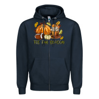 Navy Tis The Season Fall Zipper Hoodie - texasbilliewilder