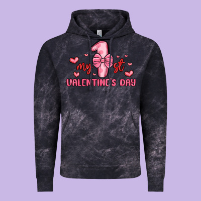 My First Valentines Day Vintage Hoodie Designed By Maliassmallbusiness