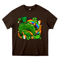 Chocolate Brown st patricks lips with horseshoe rainbow and shamrocks Heavy Core Tee - AdoDesignShop