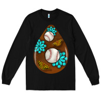 Black baseball and western roses teardrop  1 Long Sleeve Tee - BundleAndBundleShop