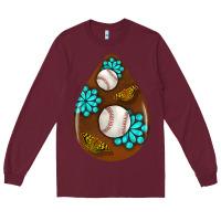 Burgundy baseball and western roses teardrop  1 Long Sleeve Tee - BundleAndBundleShop