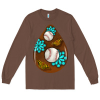 Chestnut baseball and western roses teardrop  1 Long Sleeve Tee - BundleAndBundleShop