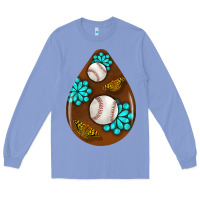 Colony Blue baseball and western roses teardrop  1 Long Sleeve Tee - BundleAndBundleShop