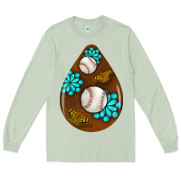 Matcha baseball and western roses teardrop  1 Long Sleeve Tee - BundleAndBundleShop