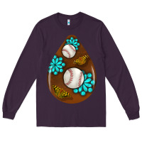 Plum baseball and western roses teardrop  1 Long Sleeve Tee - BundleAndBundleShop