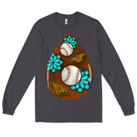 Smoke baseball and western roses teardrop  1 Long Sleeve Tee - BundleAndBundleShop