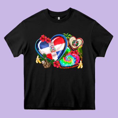 Western Leopard  Dominican Republic  Hearts Heavy Core Tee Designed By Adodesignshop