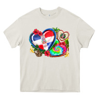 Cream western leopard  dominican republic  hearts Heavy Core Tee - AdoDesignShop