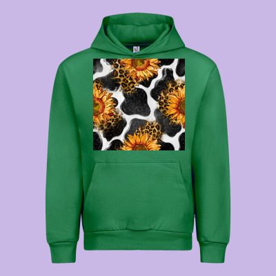 Cowhide Leopard Sunflower Seamless Pattern Urban Hoodie Designed By Bundleandbundleshop