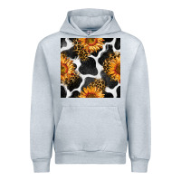 Heather Grey cowhide leopard sunflower seamless pattern Urban Hoodie - BundleAndBundleShop