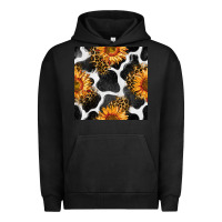Pigment Black cowhide leopard sunflower seamless pattern Urban Hoodie - BundleAndBundleShop